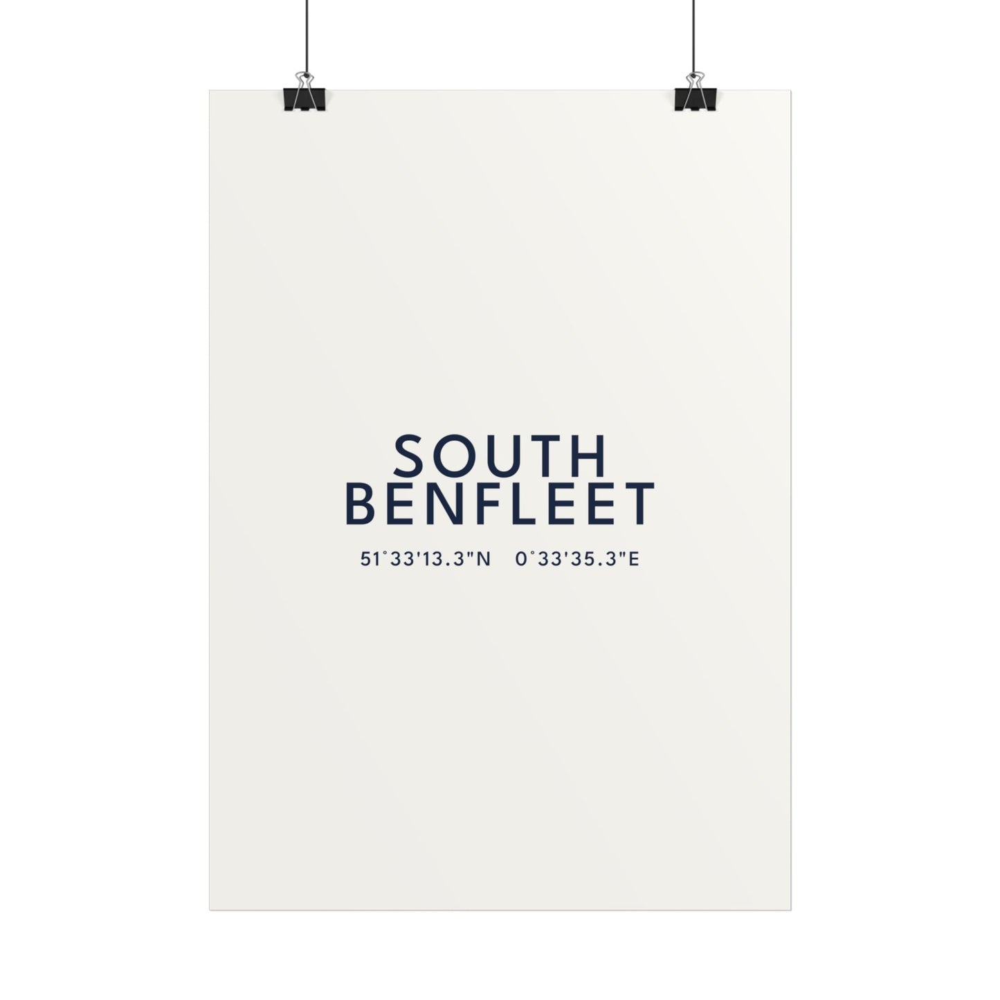 South Benfleet — Coordinates Print (White)