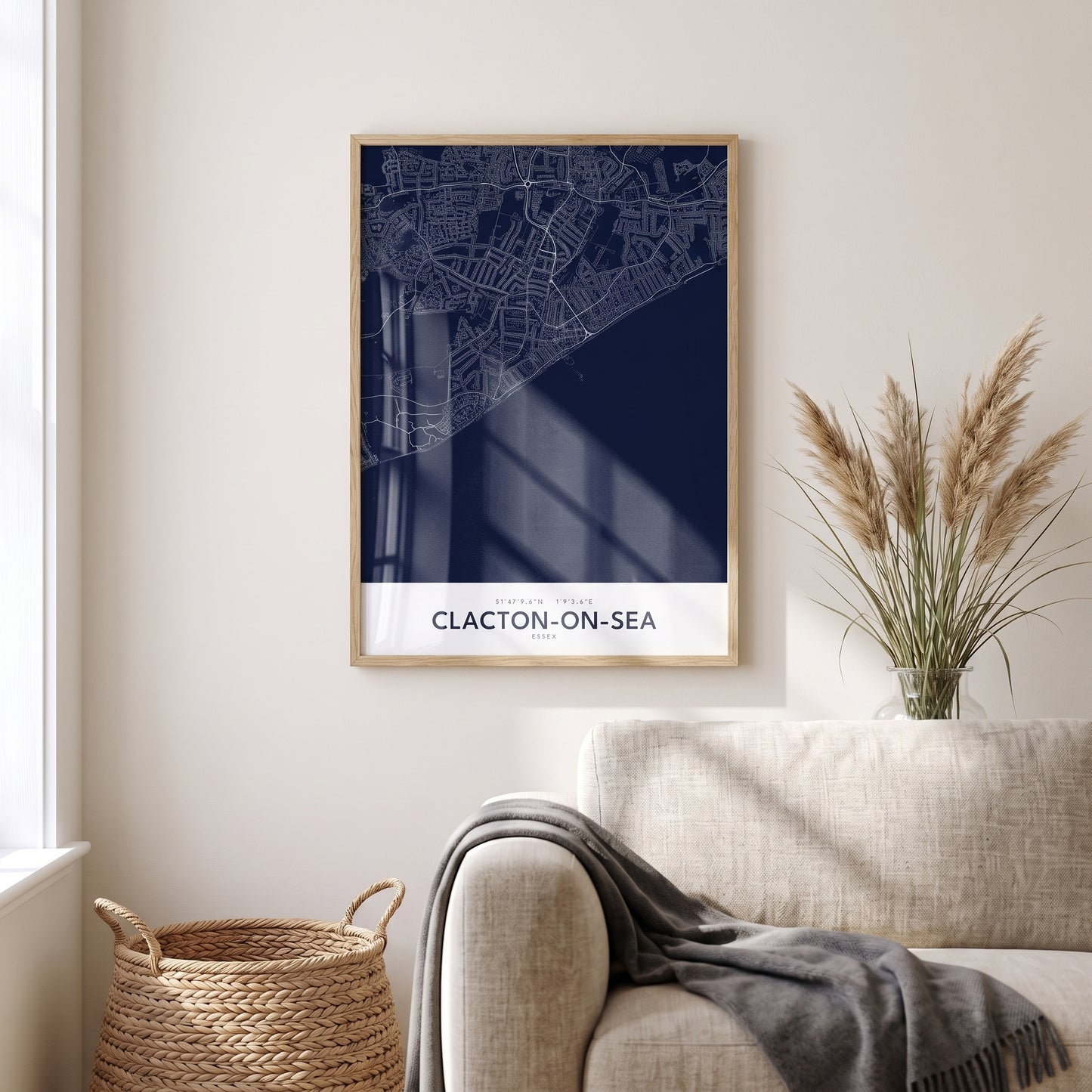 Clacton-on-Sea — Framed Map Print (Navy)