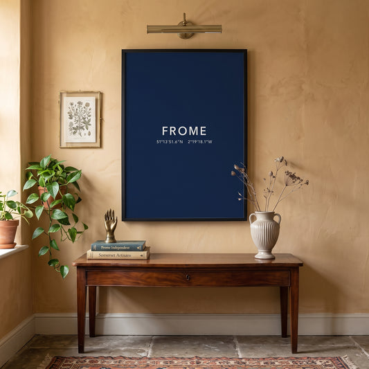 Your Town Merch — Frome Framed Coordinates Print lifestyle