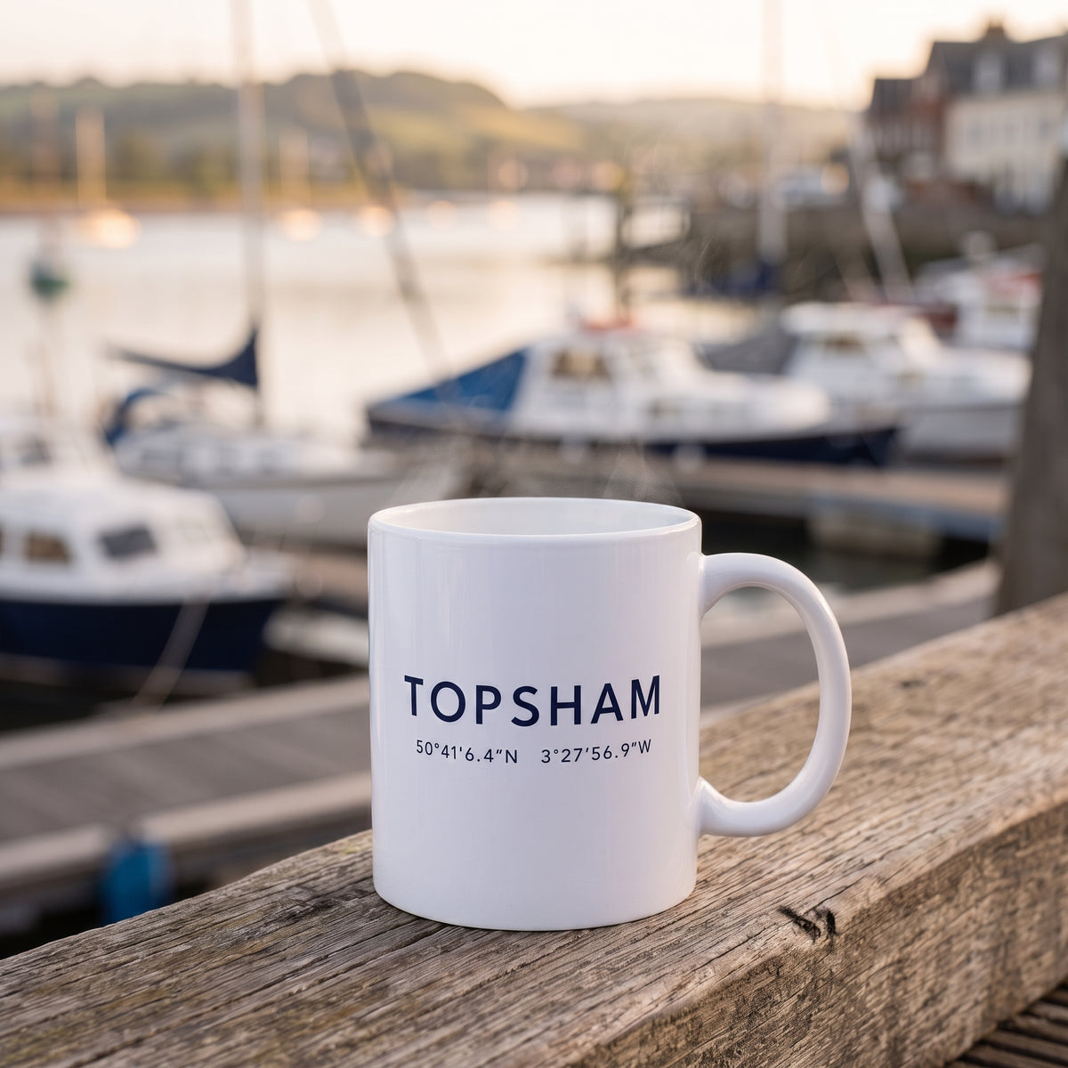 Your Town Merch — Topsham Coordinates Ceramic Mug lifestyle