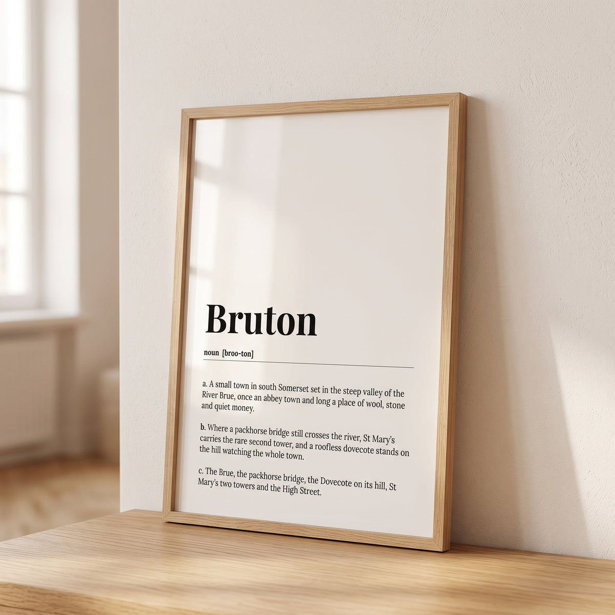 Your Town Merch — Bruton Dictionary Print lifestyle