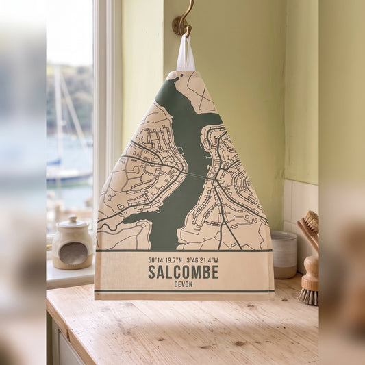 Salcombe — Map Tea Towel