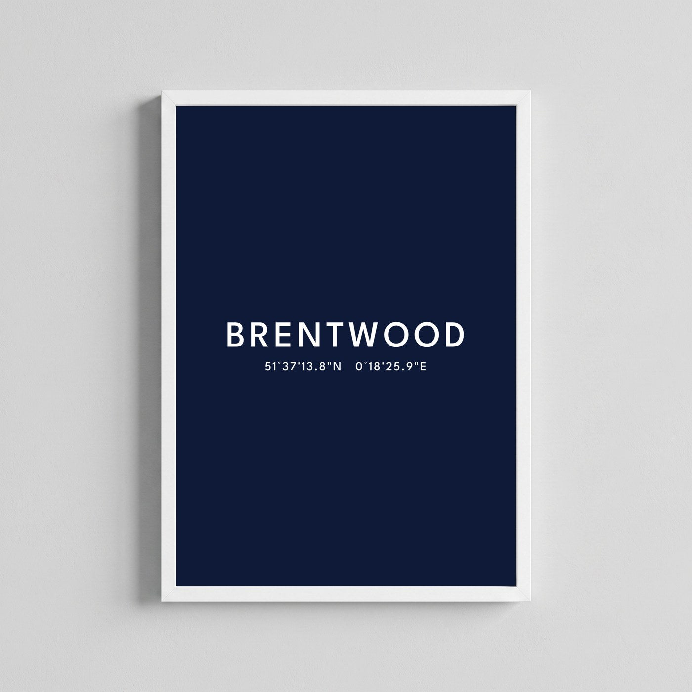 Brentwood — Framed Coordinates Print (Navy)