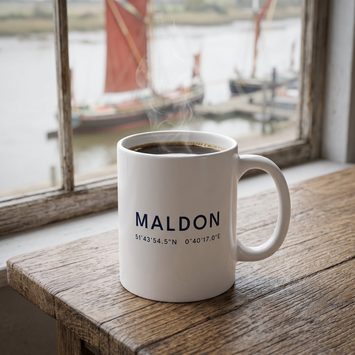 Your Town Merch — Maldon Coordinates Ceramic Mug lifestyle