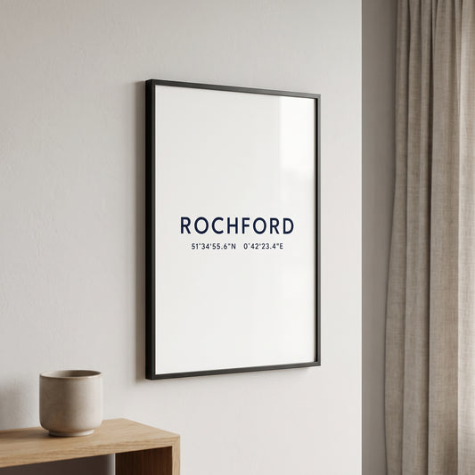 Your Town Merch — Rochford Framed Coordinates Print lifestyle