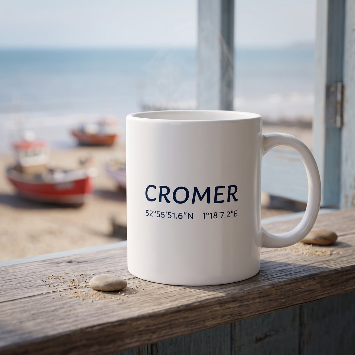 Your Town Merch — Cromer Coordinates Ceramic Mug lifestyle