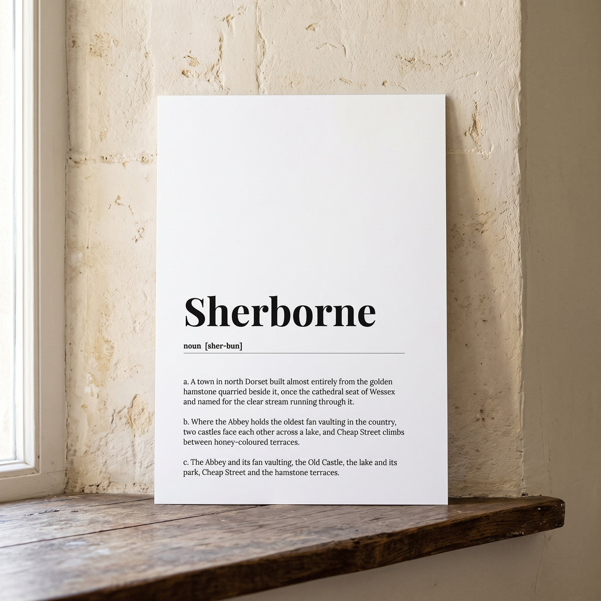 Your Town Merch — Sherborne Dictionary Print lifestyle