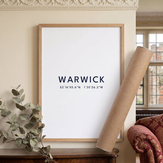 Your Town Merch — Warwick Coordinates Print (White) lifestyle