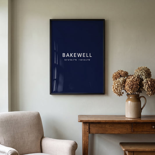 Bakewell — Framed Coordinates Print (Navy)