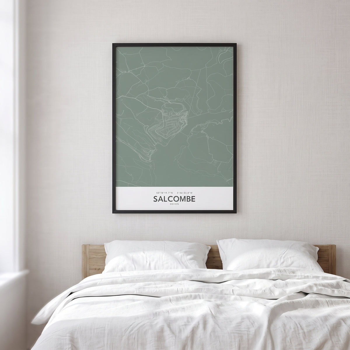 Your Town Merch — Salcombe Framed Map Print (Sage) lifestyle
