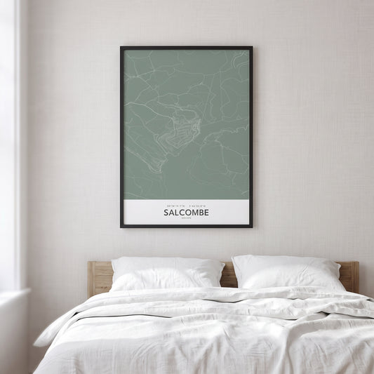 Your Town Merch — Salcombe Framed Map Print (Sage) lifestyle