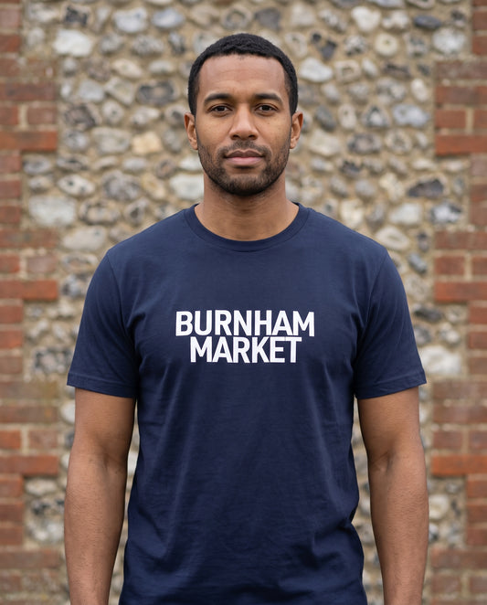 Your Town Merch — Burnham Market Navy Tee lifestyle