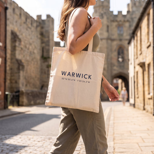 Your Town Merch — Warwick — Coordinates Natural Tote lifestyle