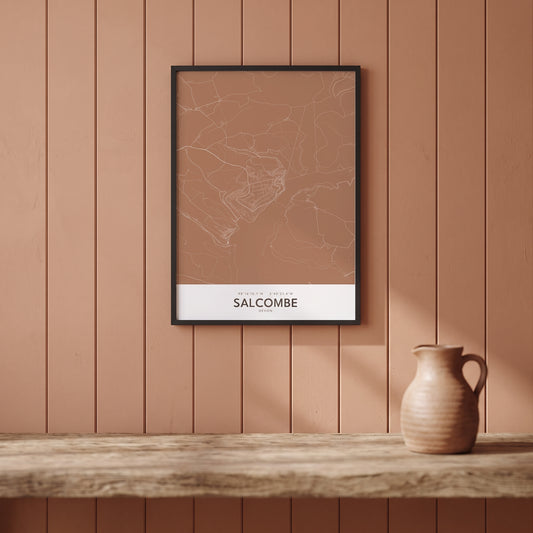 Your Town Merch — Salcombe Framed Map Print (Terracotta) lifestyle