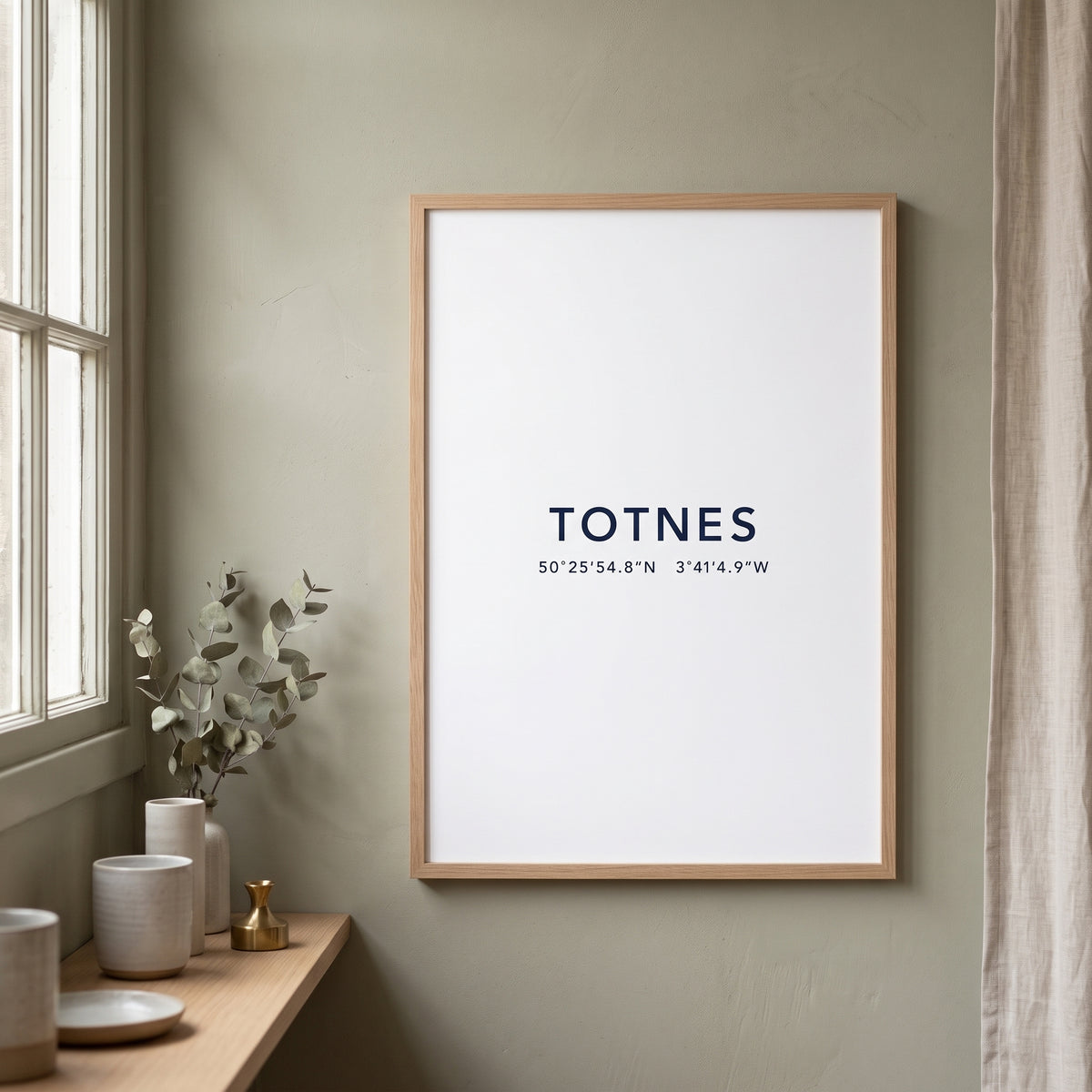 Your Town Merch — Totnes Coordinates Print (White) lifestyle