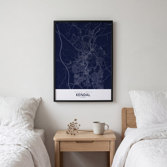 Kendal — Framed Map Print (Navy)
