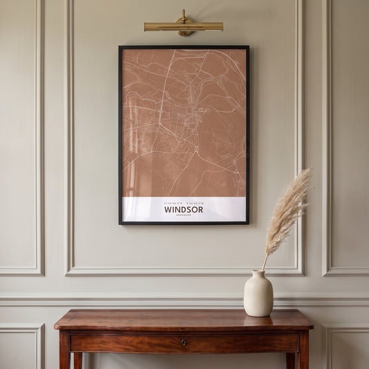 Your Town Merch — Windsor Framed Map Print (Terracotta) lifestyle