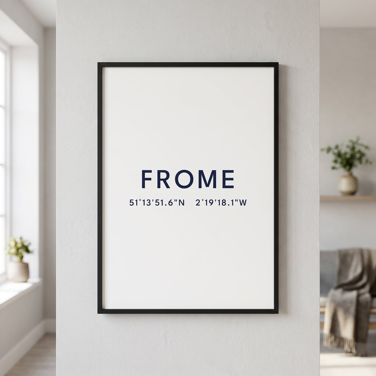 Your Town Merch — Frome Framed Coordinates Print lifestyle