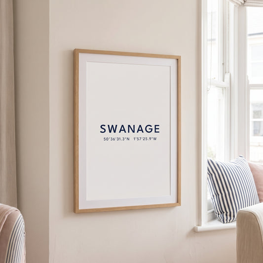 Swanage — Coordinates Print (White)
