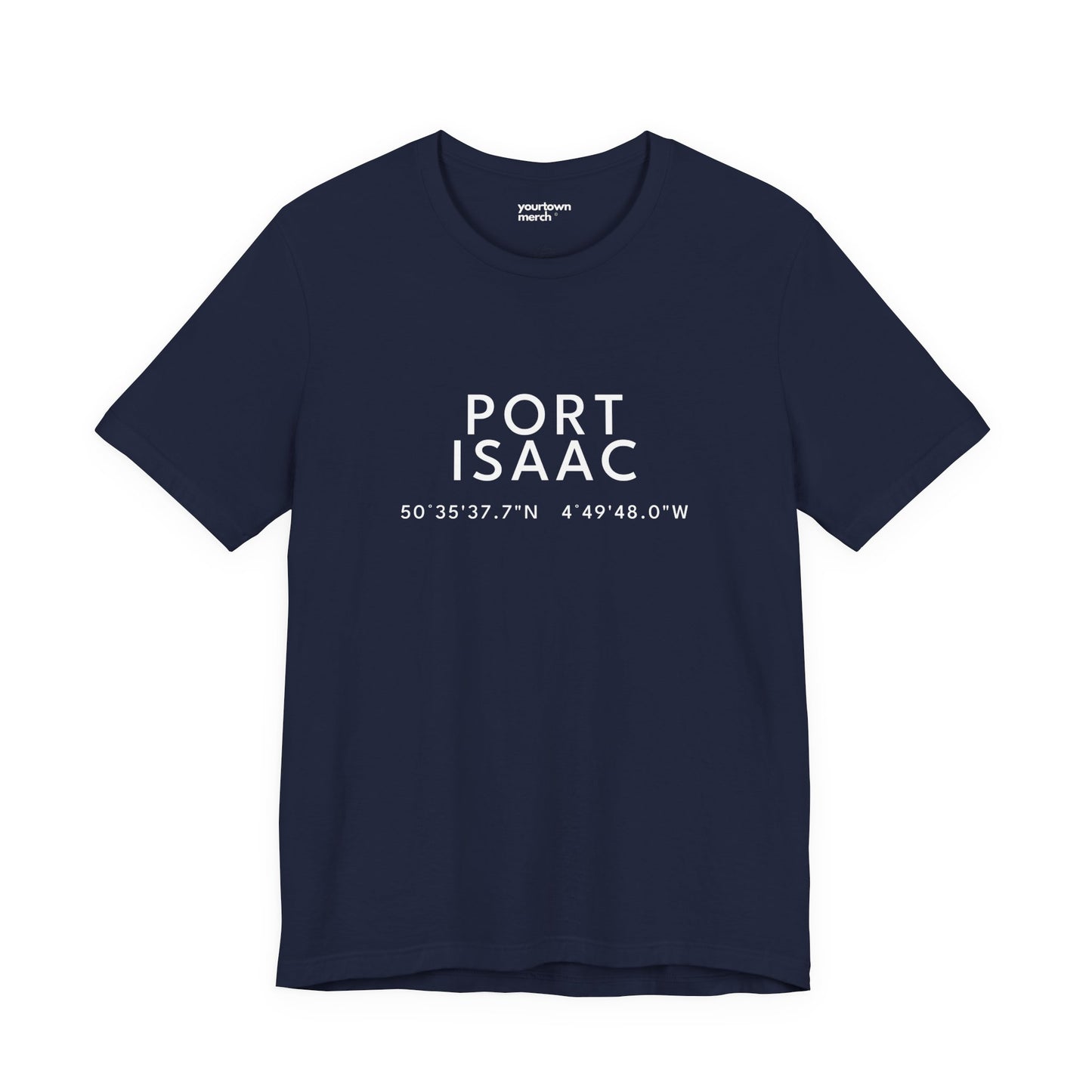 Port Isaac — Coordinates Navy Tee