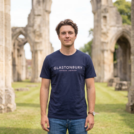 Your Town Merch — Glastonbury Coordinates Navy Tee lifestyle
