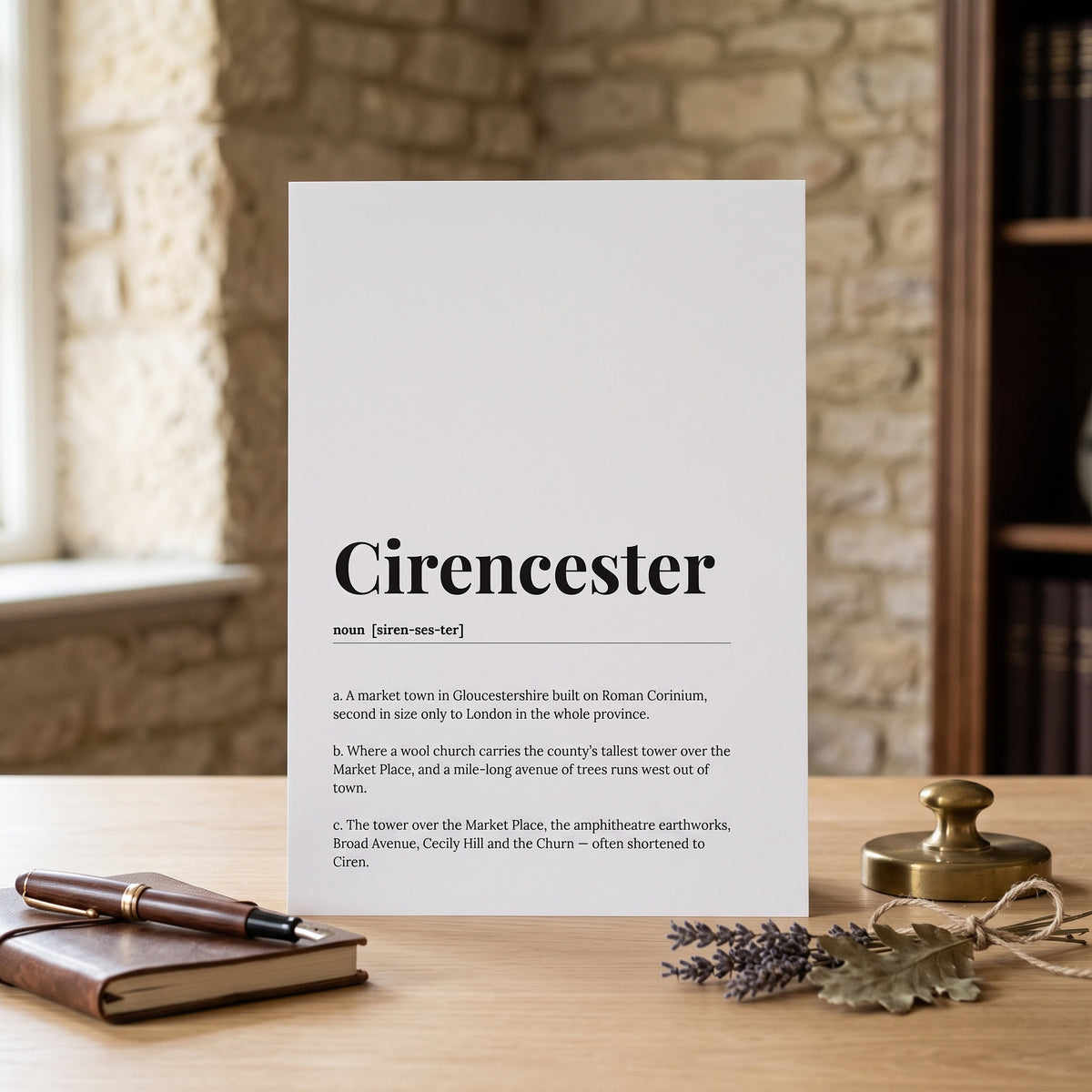 Your Town Merch — Cirencester Dictionary Print lifestyle