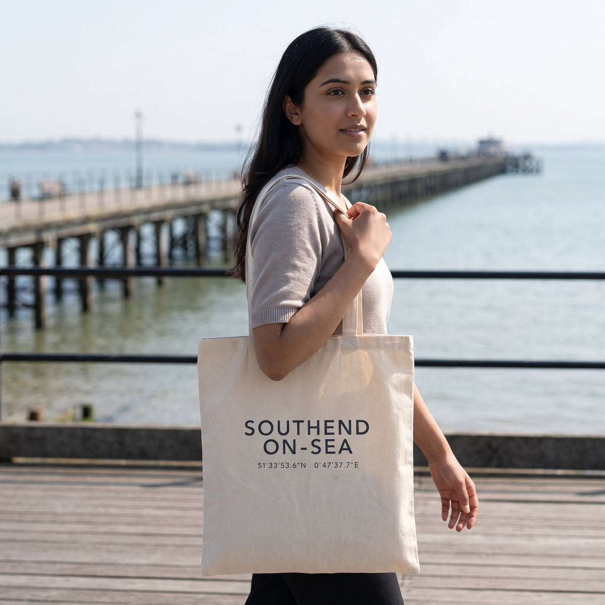 Your Town Merch — Southend-on-Sea Coordinates Natural Tote lifestyle
