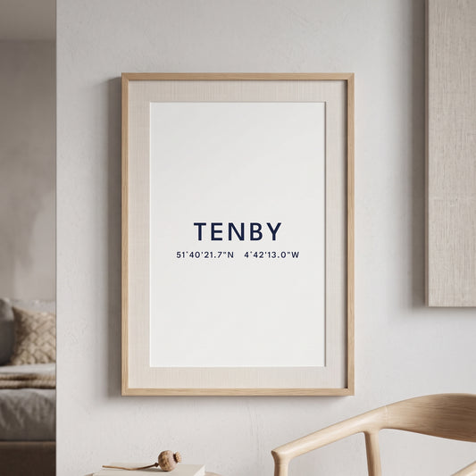 Tenby — Coordinates Print (White)