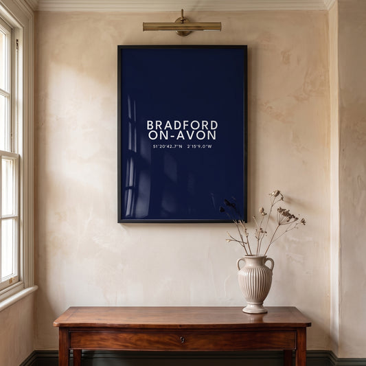 Bradford-on-Avon — Framed Coordinates Print (Navy)