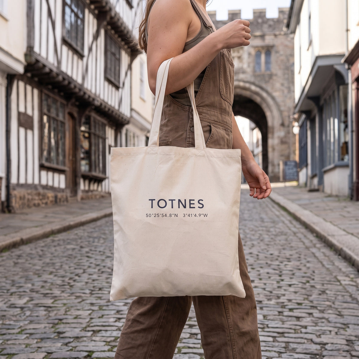 Your Town Merch — Totnes Coordinates Natural Tote lifestyle