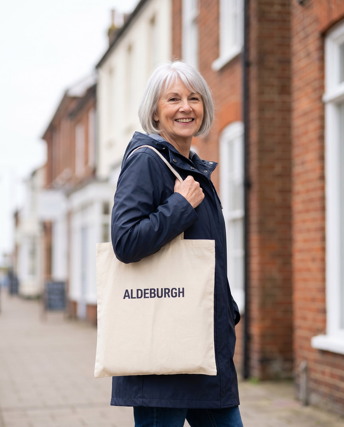 Your Town Merch — Aldeburgh Natural Tote lifestyle