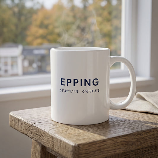 Your Town Merch — Epping Coordinates Ceramic Mug lifestyle