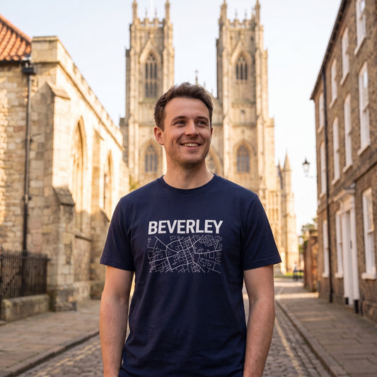 Your Town Merch — Beverley Navy Tee lifestyle
