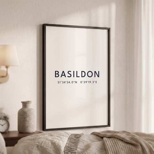 Your Town Merch — Basildon — Framed Coordinates Print