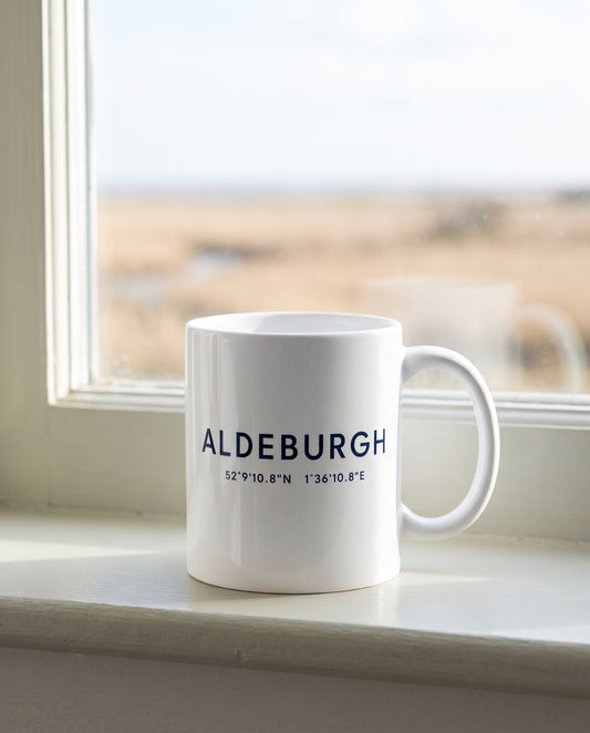 Your Town Merch — Aldeburgh Coordinates Ceramic Mug lifestyle