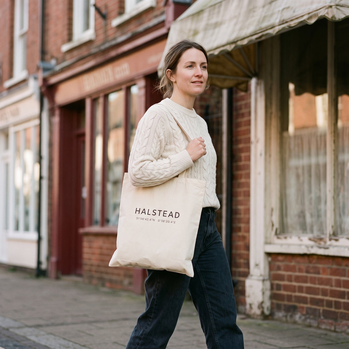 Your Town Merch — Halstead Coordinates Natural Tote lifestyle