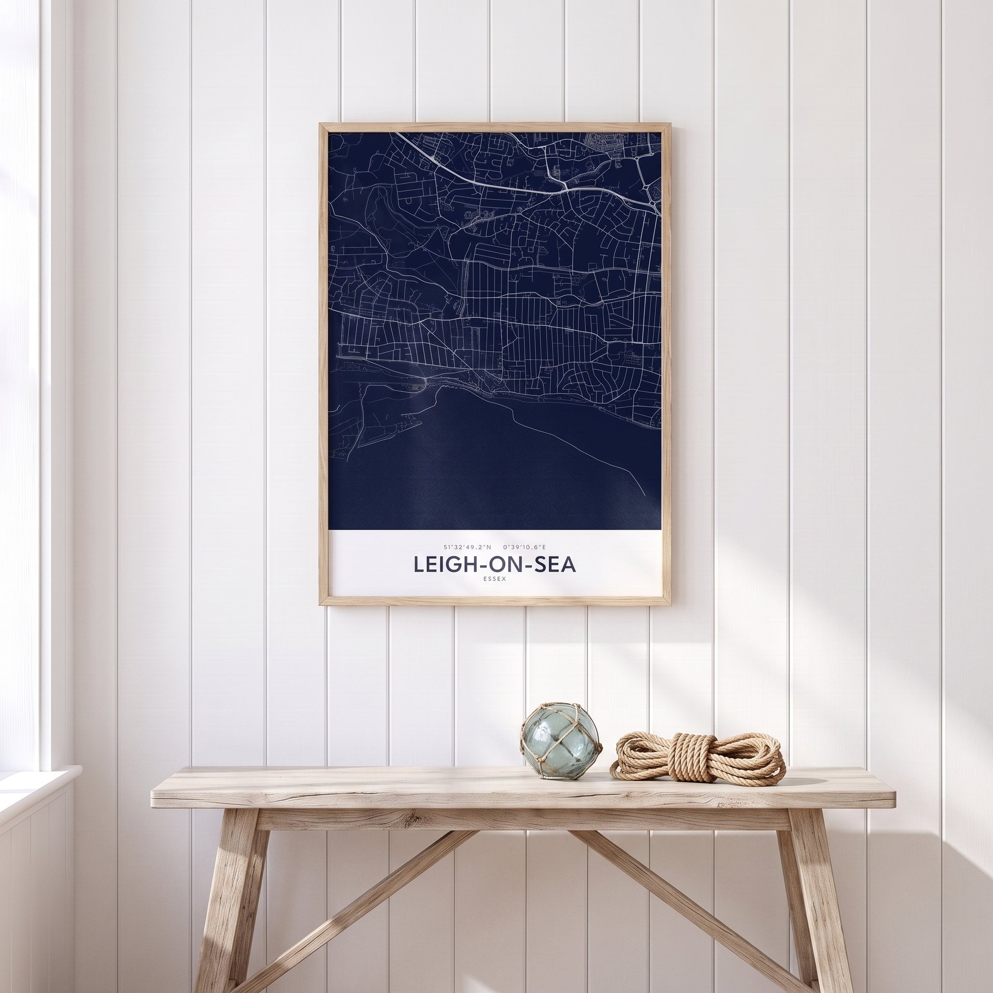 Your Town Merch — Leigh-on-Sea — Framed Map Print (Navy) lifestyle photo
