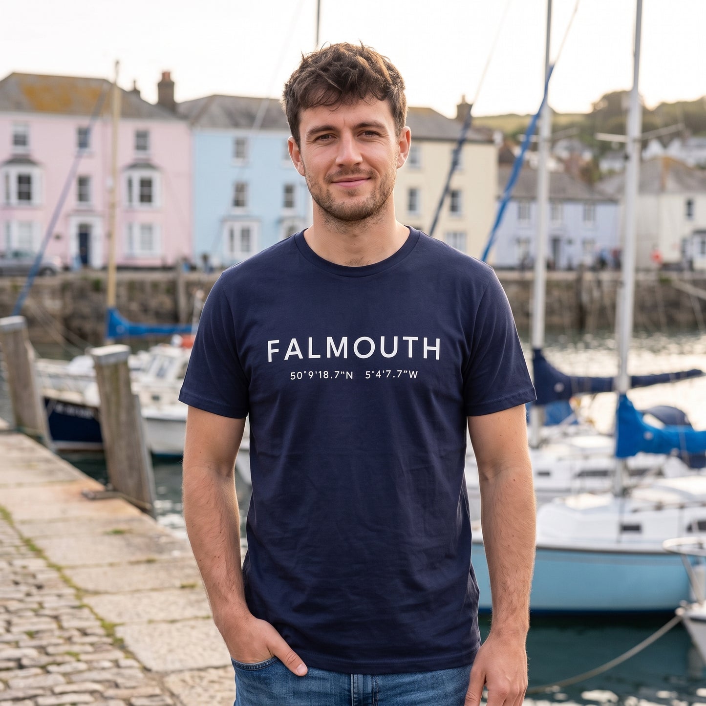 Falmouth — Coordinates Navy Tee