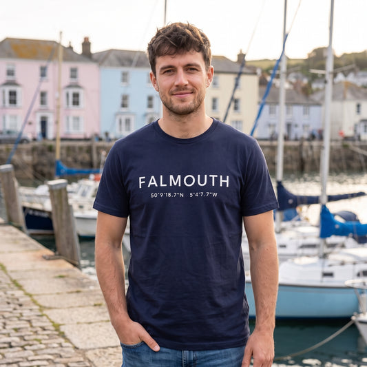 Falmouth — Coordinates Navy Tee