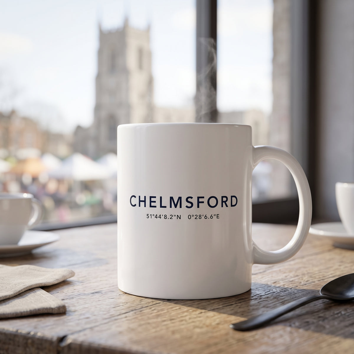 Your Town Merch — Chelmsford Coordinates Ceramic Mug lifestyle