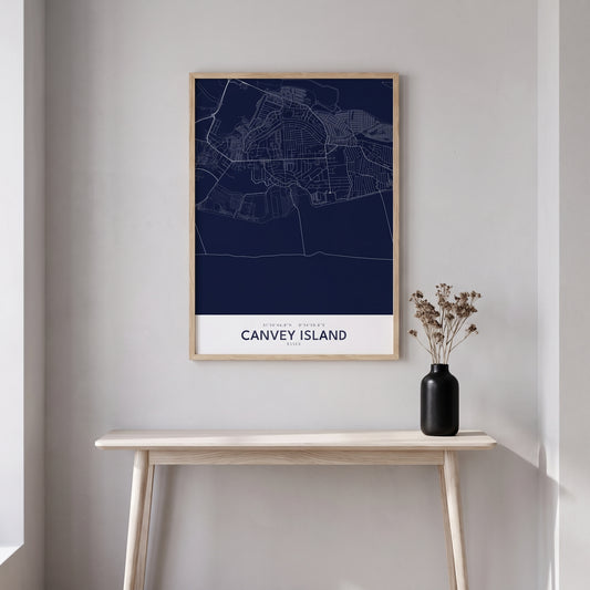 Canvey Island — Framed Map Print (Navy)