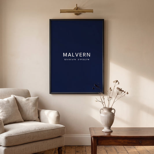 Malvern — Framed Coordinates Print (Navy)