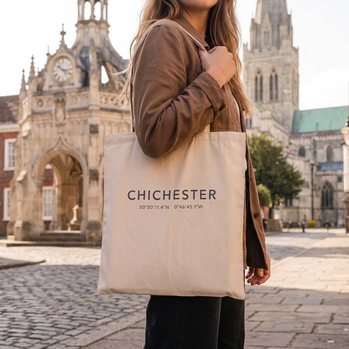 Your Town Merch — Chichester — Coordinates Natural Tote lifestyle