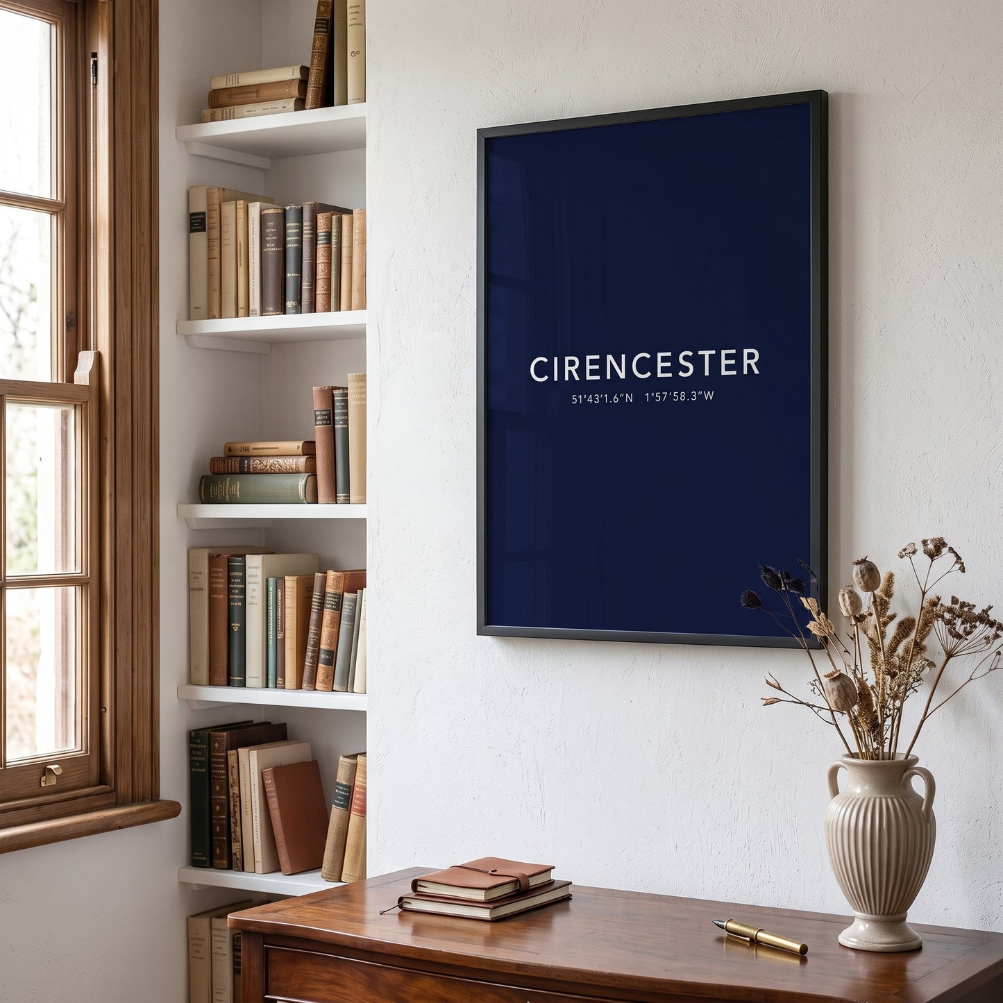 Cirencester — Framed Coordinates Print (Navy)