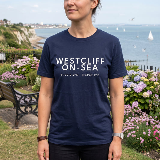 Westcliff-on-Sea — Coordinates Navy Tee