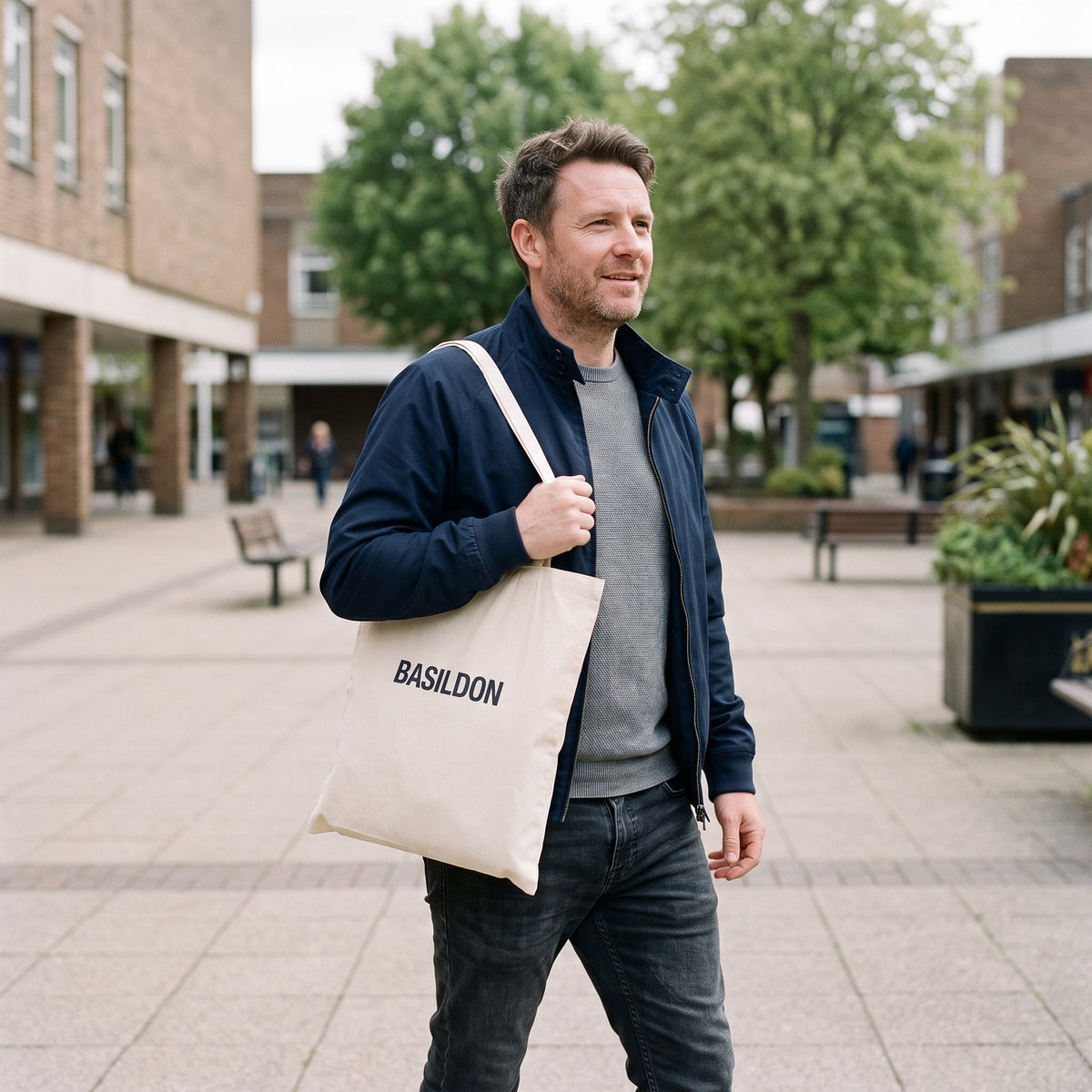 Your Town Merch — Basildon Natural Tote lifestyle