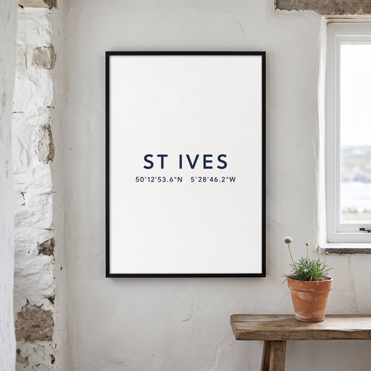 Your Town Merch — St Ives Framed Coordinates Print lifestyle