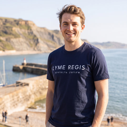 Lyme Regis — Coordinates Navy Tee