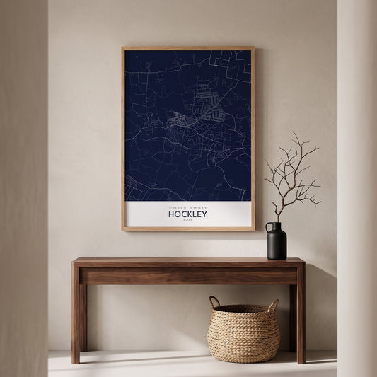Hockley — Framed Map Print (Navy)