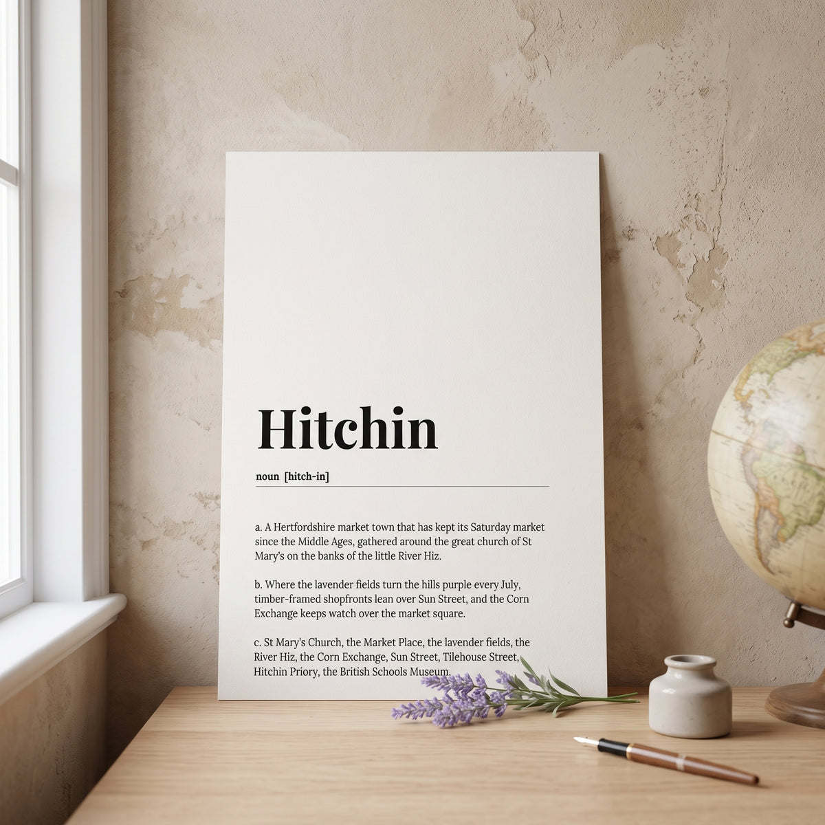 Your Town Merch — Hitchin Dictionary Print lifestyle